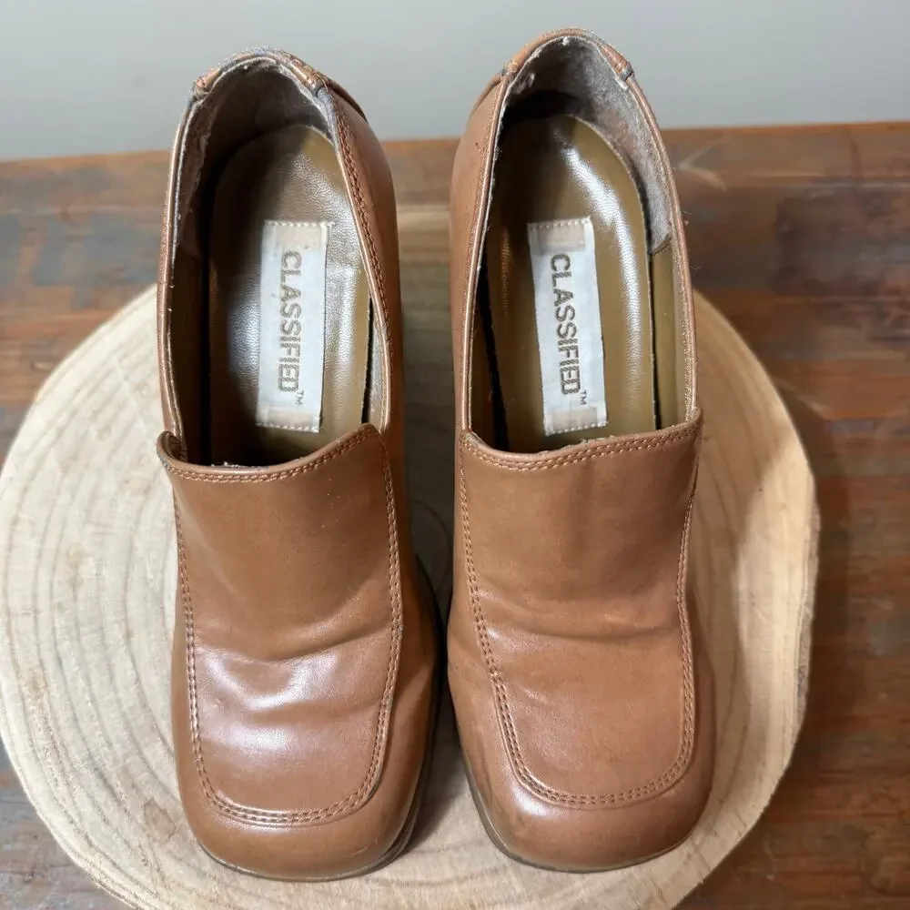 Vintage Tan 90’s Y2K platform Loafers Oxfords Tan Spice Girlies